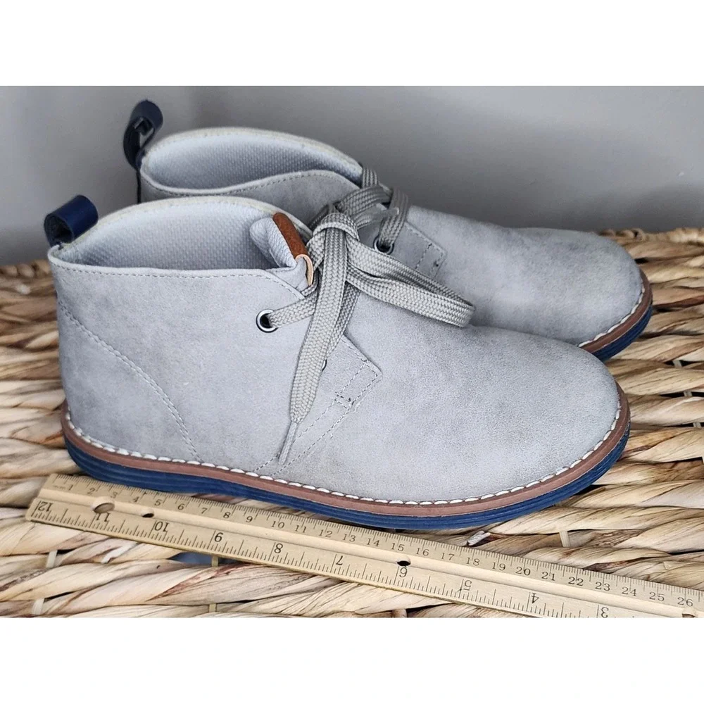 Lily & Dan Boys Size 2/3 Gray Faux Suede Chukka Oxford Dress Shoes Lace Up